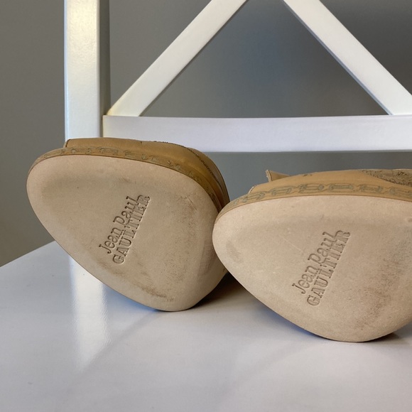 NWB Jean Paul Gaultier Embossed Leather Snake Heels Nude Platform Sandals 36.5 - Picture 13 of 16